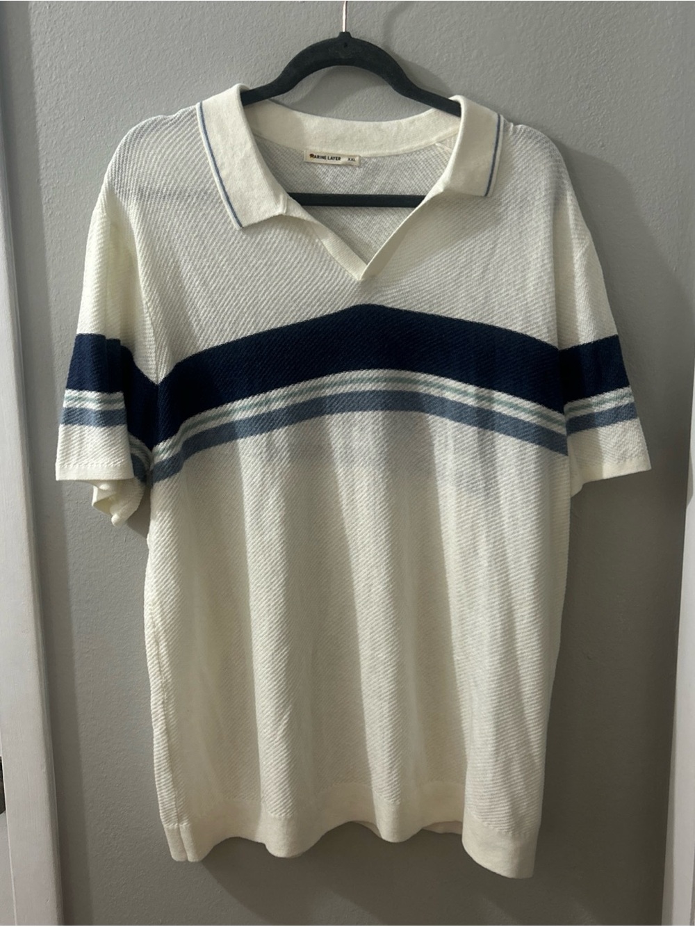 Marine Layer Greyson Men’s V Neck Johnny Collar 100 % Cotton Sweater  Size XXL